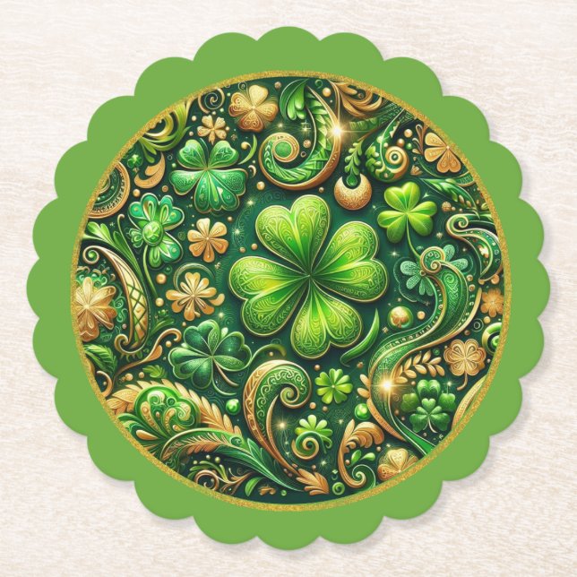 St. Patrick’s Day Clover Design  Underlägg Papper (Framsida)