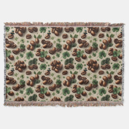 St. Patrick’s Day Coffee & Shamrock Pattern Filt