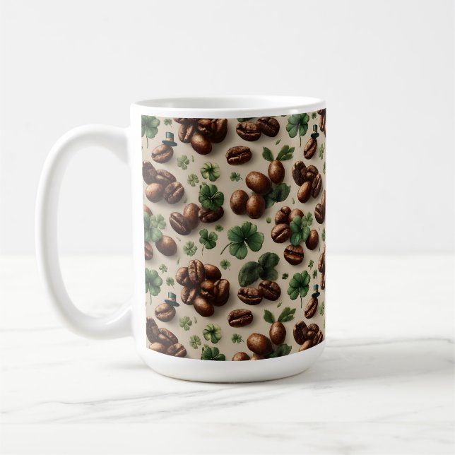 St. Patrick’s Day Coffee & Shamrock Pattern Kaffemugg (Vänster)