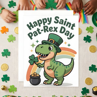 St Patrick’s Day Dinosaur Kids Card Julkort