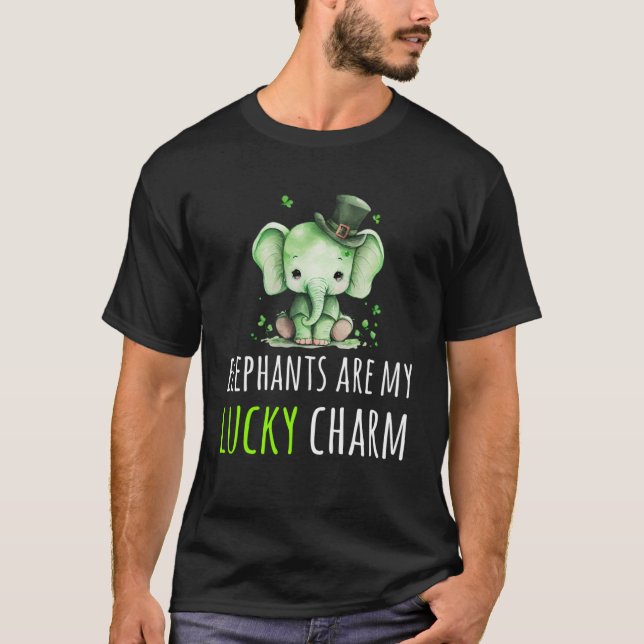 St Patrick s Day Elephant Lucky Charm Leprechaun C T Shirt (Framsida)