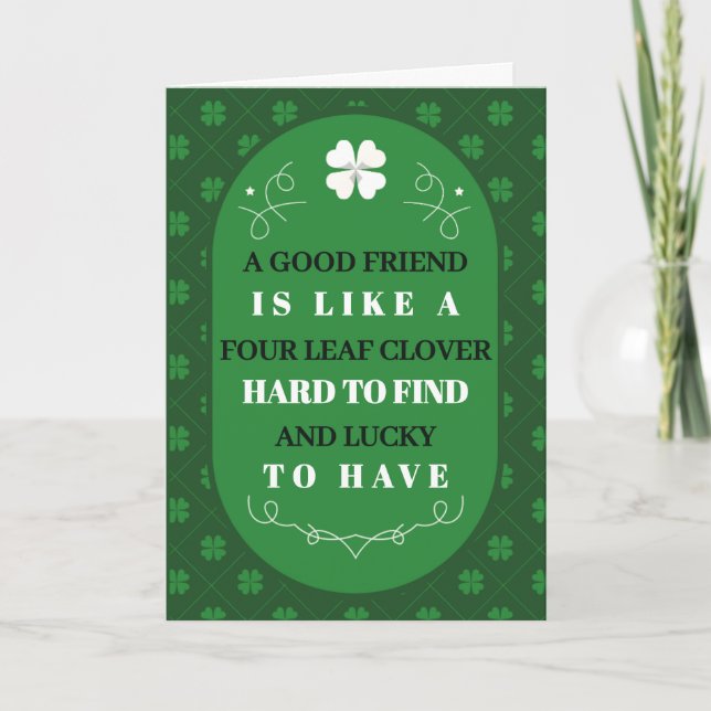 St. Patrick’s Day Four Leaf Clover Friendship Helgkort (Framsida)