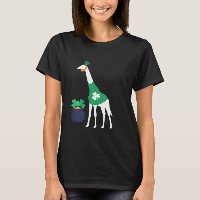St Patrick S Day Giraffe Cute Zoo Animal T Shirt (Framsida)