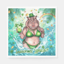 St. Patrick’s Day Glam Hippo Bikini in the pool 