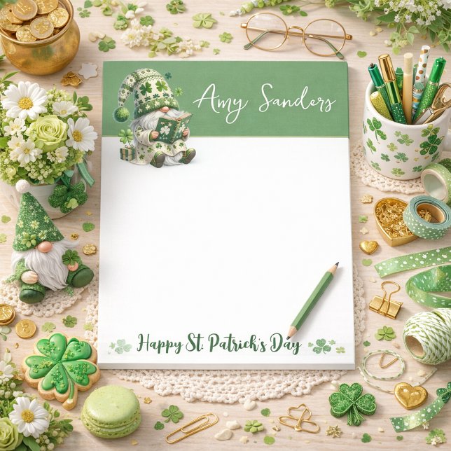 St. Patrick’s Day Gnome Notepad Post-it Block (Skapare uppladdad)