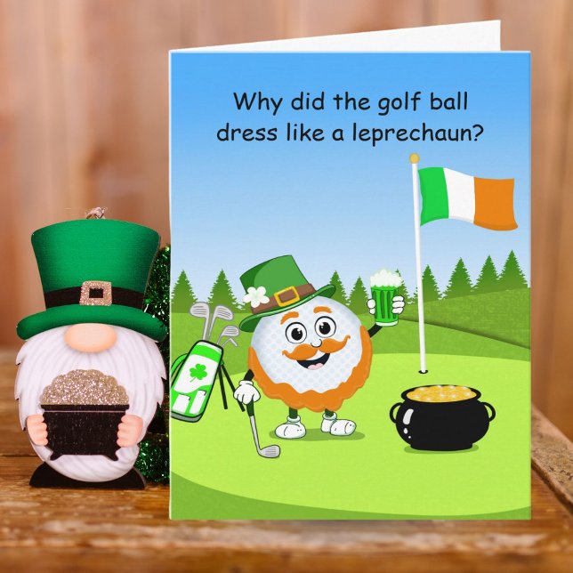 St. Patrick’s Day Golf Ball Leprechaun Riddle Kort (Skapare uppladdad)