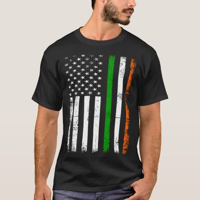 St Patrick s Day Ireland s Irish American Flag T Shirt (Framsida)