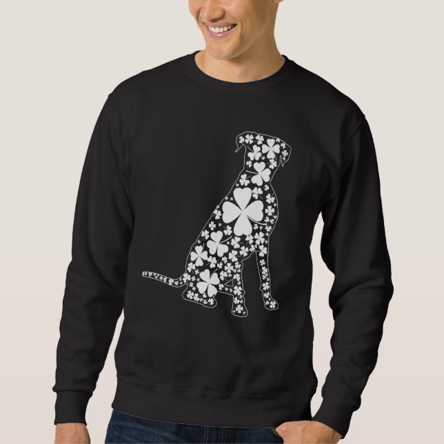 St Patrick S Day Irish Boxer Hund Shamrock Lång Ärmad Tröja (Framsida)