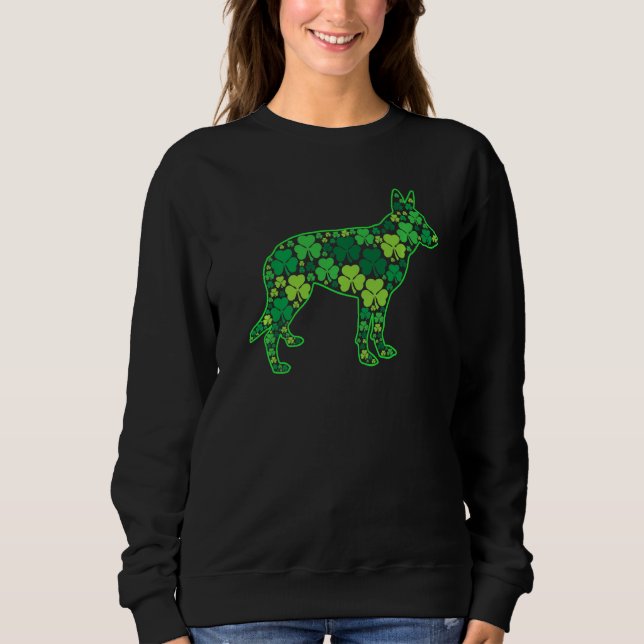 St Patrick S Day Irish German Shepherd Hund Shamro T Shirt (Framsida)