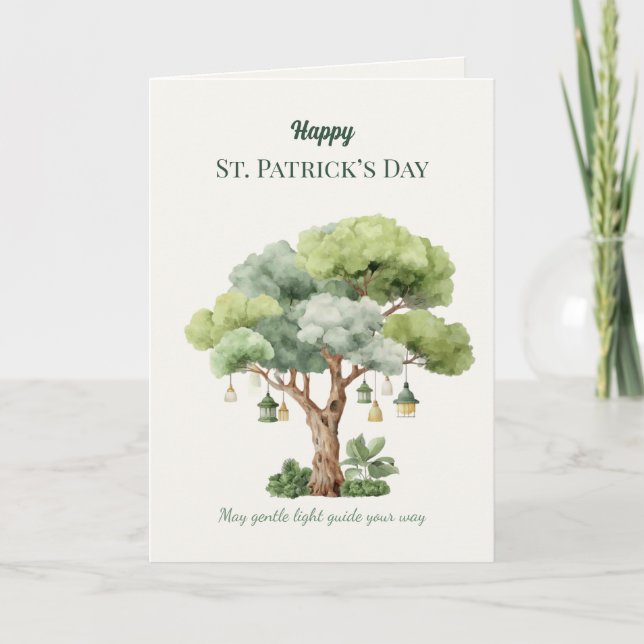 St. Patrick’s Day Irish Tree Lantern Card  Kort (Framsida)