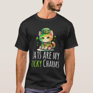 St Patrick s Day Katt Lucky Charm Leprechaun Shamr T Shirt