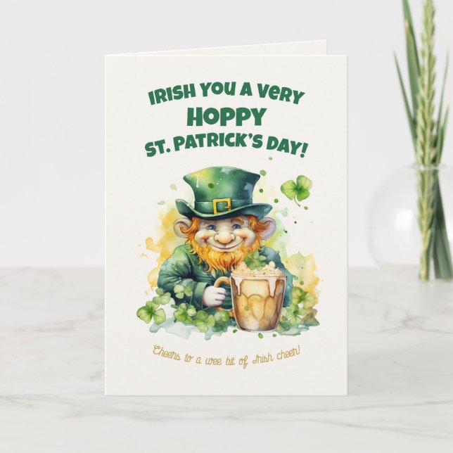 St. Patrick’s Day Leprechaun Funny Card Kort (Framsida)