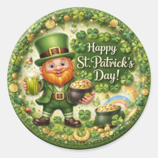 St. Patrick’s Day Leprechaun Sticker Set Runt Klistermärke