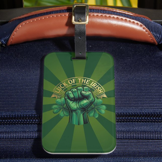 St. Patrick’s Day Luck of the Irish Fist Shamrock Bagagebricka (Framsida Insitu 2)