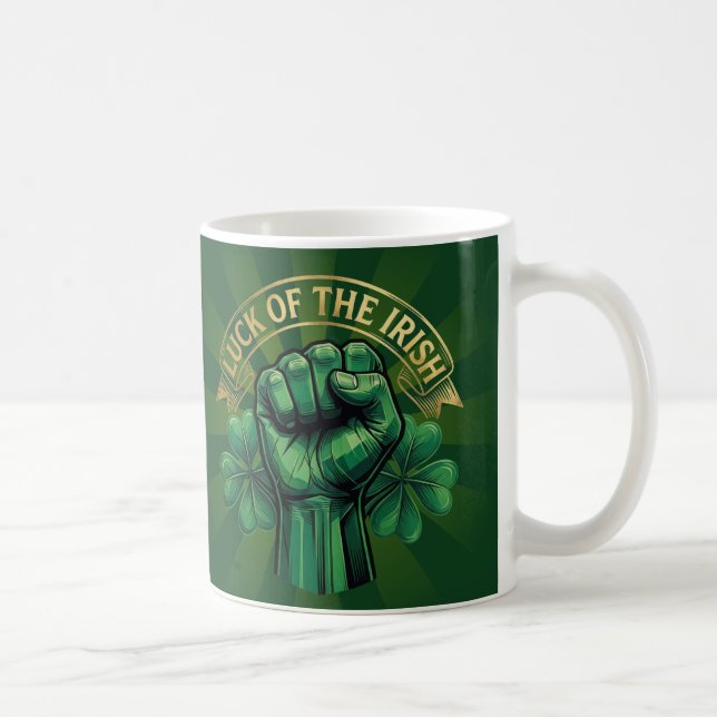 St. Patrick’s Day Luck of the Irish Fist Shamrock Kaffemugg (Höger)