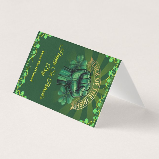 St. Patrick’s Day Luck of the Irish Fist Shamrock  Kort (Framsida)