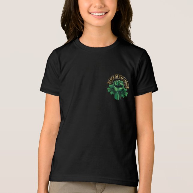St. Patrick’s Day Luck of the Irish Fist Shamrock T Shirt (Framsida)