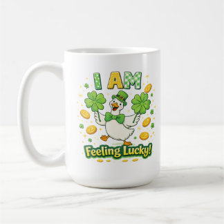 St Patrick’s Day Mug 15 oz – I Am Feeling Lucky  Kaffemugg