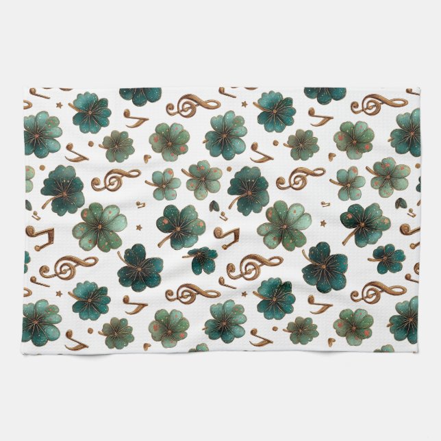 St. Patrick’s Day Musical Shamrock Kökshandduk (Horisontell)