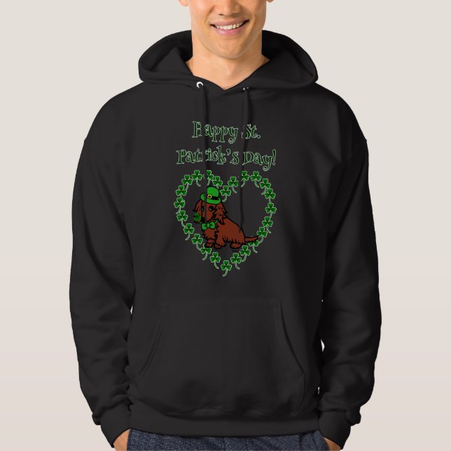 St Patrick S Day Red Long Dachshund Hoodie (Framsida)
