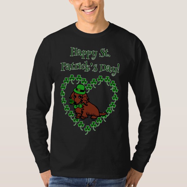 St Patrick S Day Red Long Dachshund T Shirt (Framsida)