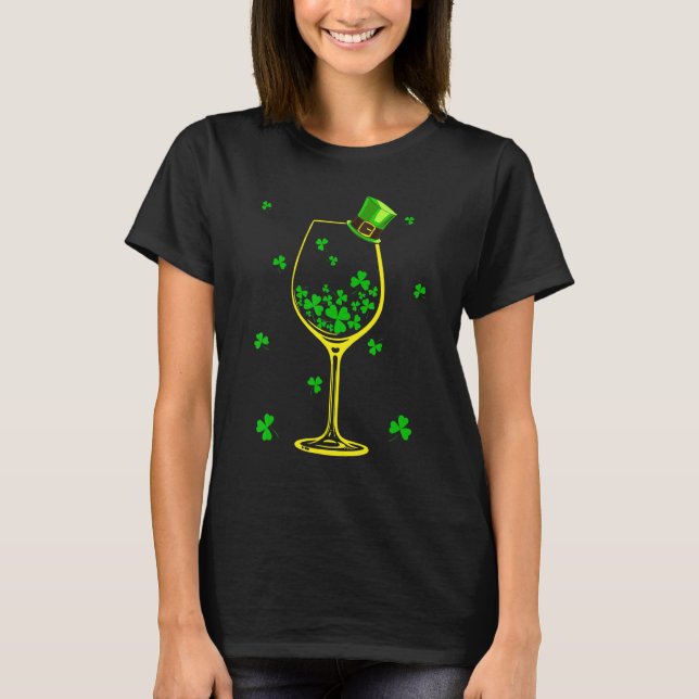 St Patrick S Day Shamrock Vin Glass Vin Älskare Wo T Shirt (Framsida)