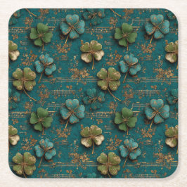 St. Patrick’s Day Vintage Shamrock Music Underlägg Papper Kvadrat