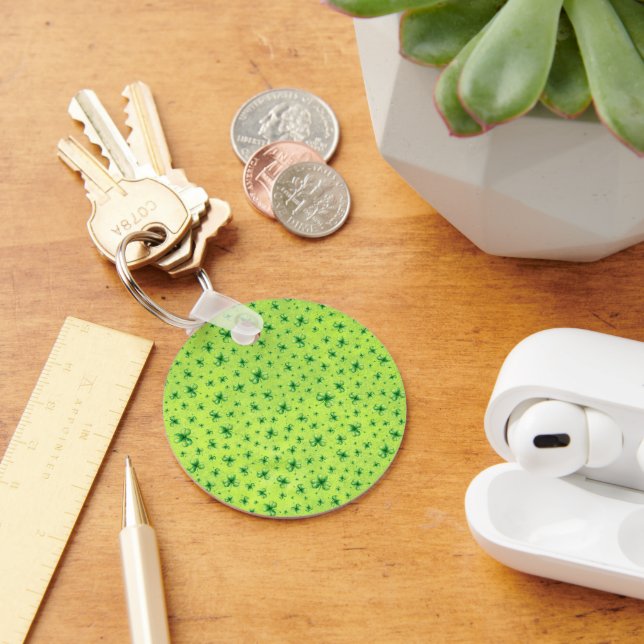 St. Patrick’s Day Watercolor Shamrock on green Nyckelring (Skrivbord)