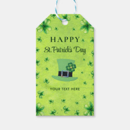 St. Patrick’s Day Watercolor Shamrock on green Presentetikett