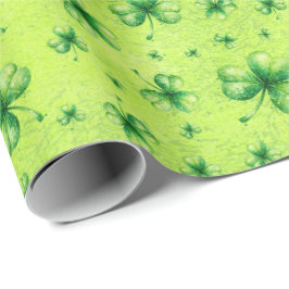 St. Patrick’s Day Watercolor Shamrock on green Presentpapper