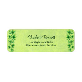 St. Patrick’s Day Watercolor Shamrock on green Returadress Etikett