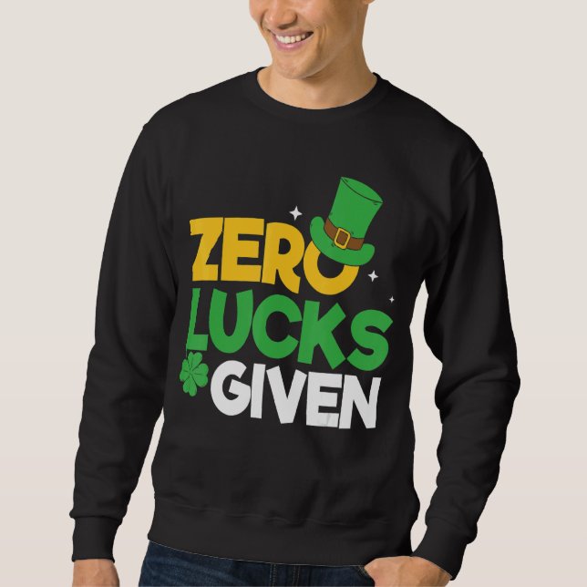 St Patrick S Day Zero Tur ges till Funny St Patric Lång Ärmad Tröja (Framsida)