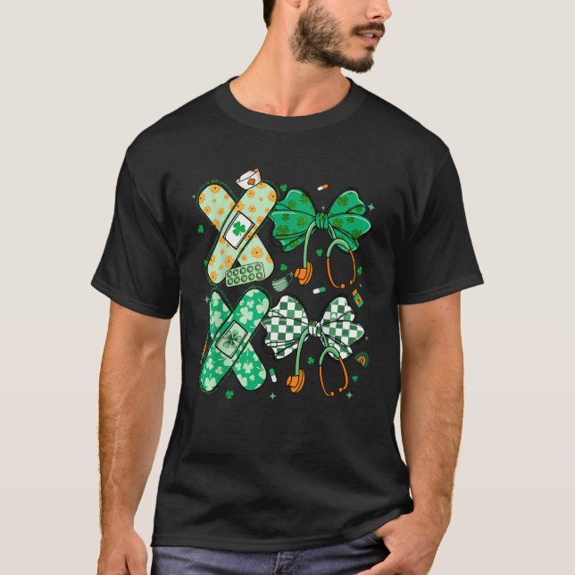 St Patrick s Nurse Coquette Stethoscope Bow Nurse T Shirt (Framsida)