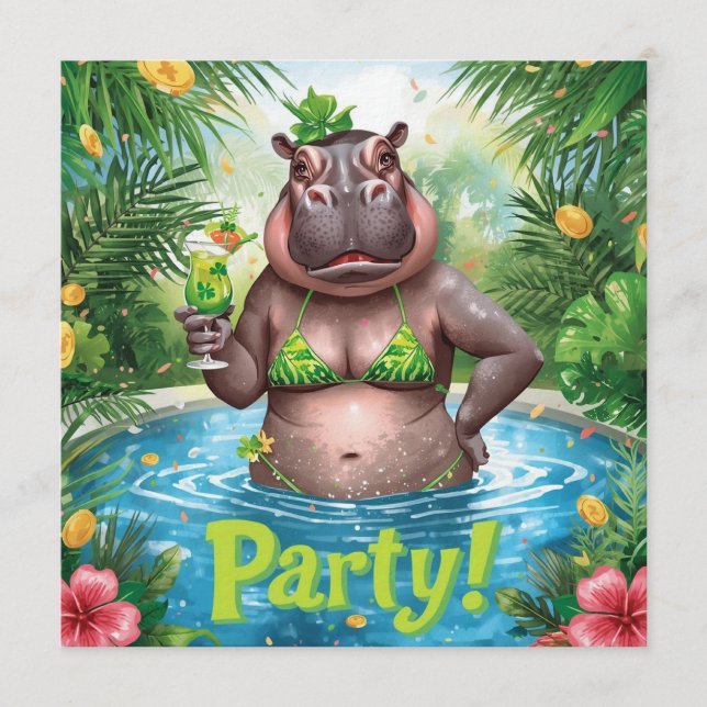 St. Patrick’s Tropical Pool Party Invitation  Inbjudningar (Framsida)