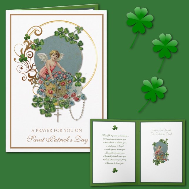 St. Patrick Shamrock Angel Rosary Prayer Kort (Skapare uppladdad)