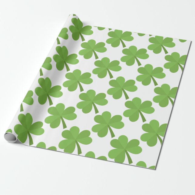 St. Patrick Shamrock Irish Ireland Klöver Mönster Presentpapper (Utrullad)