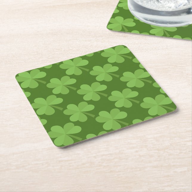 St. Patrick Shamrock Irish Ireland Klöver Mönster Underlägg Papper Kvadrat (Vinklad)