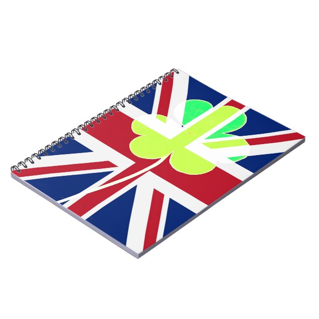 St.Patrick Shamrock Klöver UK Flagga Irland Anteckningsbok Med Spiral (Vänstra Sidan)