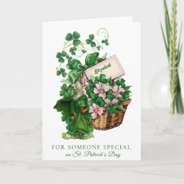 St. Patrick Shamrock Korg Religiös Välsignelse Kort