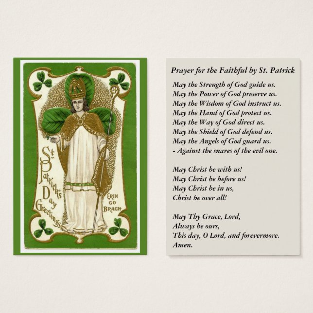 St. Patrick Shamrocks Bishop Prayer Visitkort (Framsida & baksida)
