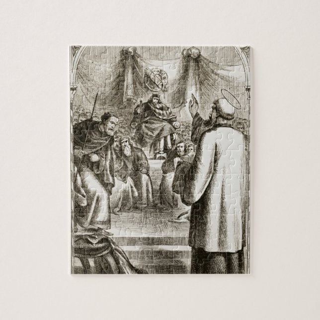 St Patrick som predikar på Tara, från 'triasen Thu Pussel (Vertikal)