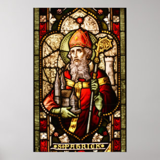 St. Patrick Stached Glass Art Deco Poster
