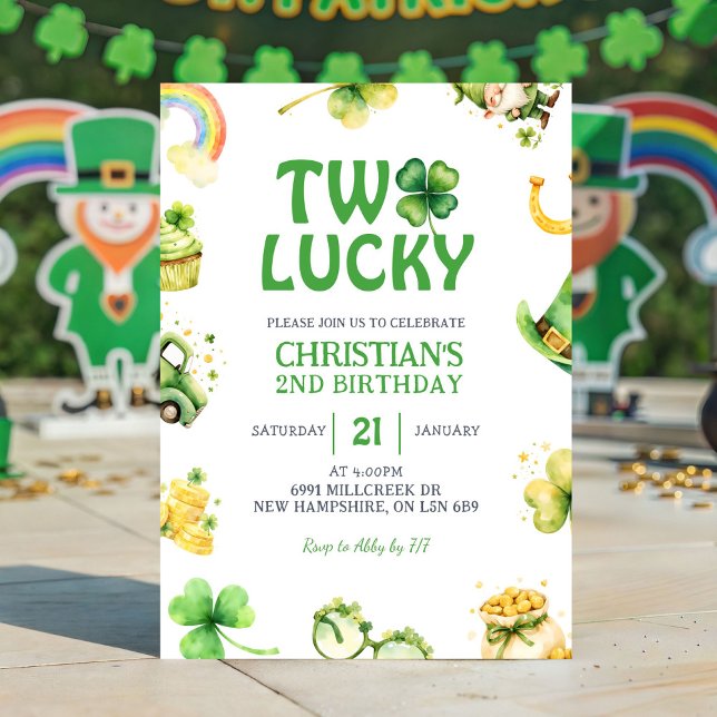 St Patrick Två Lucky Födelsedagsinbjudan Inbjudningar (Skapare uppladdad)