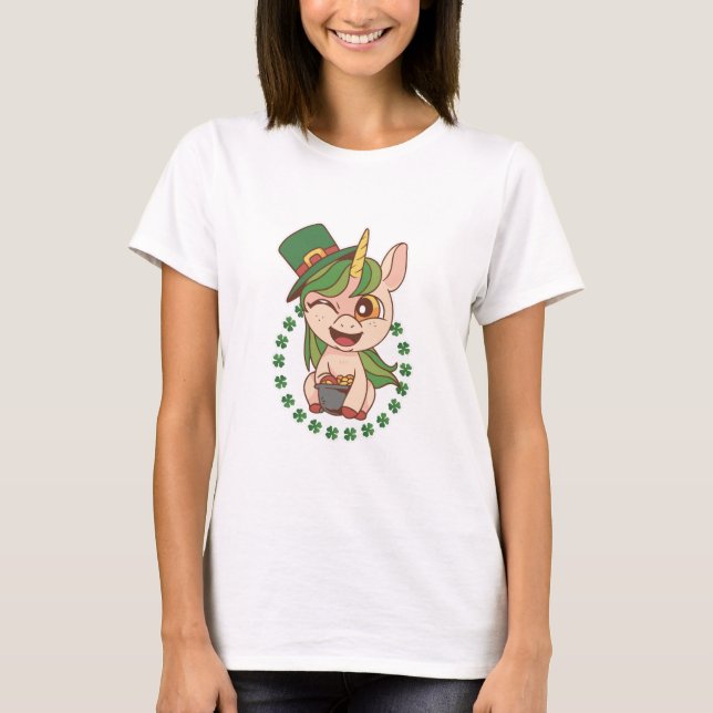 St Patrick Unicorn T Shirt (Framsida)