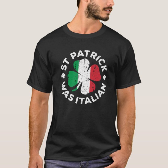 St Patrick var den italienska Shamrock Italien Fla T Shirt (Framsida)