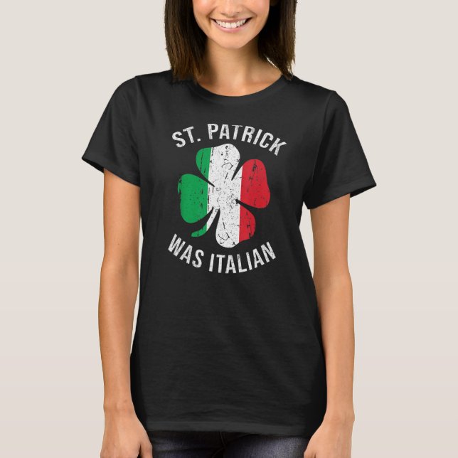 St Patrick var italiensk T Shirt Shamrock Italien  (Framsida)