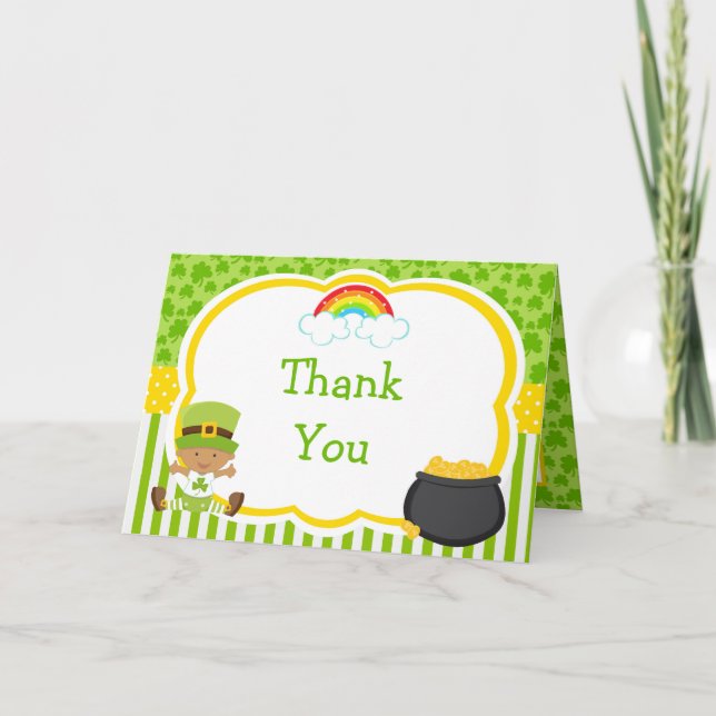 St Patricks African American Boy Baby Shower Tack Kort (Framsida)