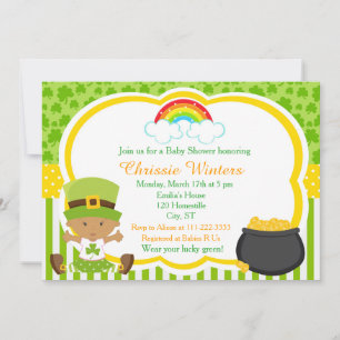 St Patricks African American Girl Baby Shower Inbjudningar