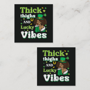 St Patricks Afro Tjocka Lår Lucky Vibes Fyrkantigt Visitkort