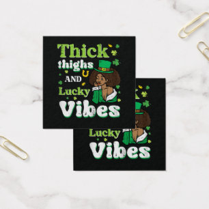 St Patricks Afro Tjocka Lår Lyckliga Vibrationer Fyrkantigt Visitkort
